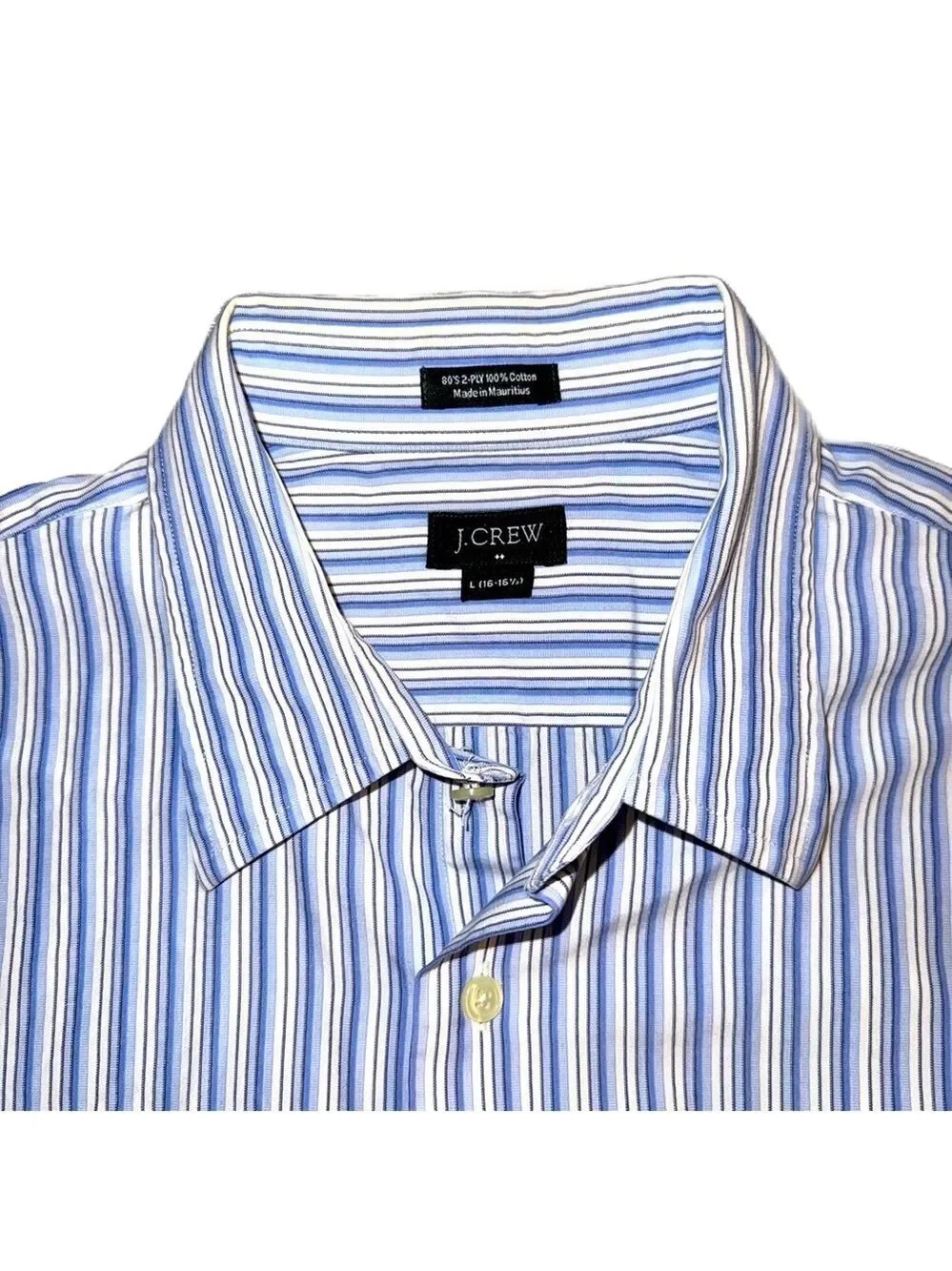 J.Crew Dress Shirt L Blue Stripes White Muti-color Business Dress Casual EUC